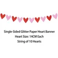 Rote und rosa Glitzerherz-Girlande, 14cm Herzen für Valentinstag- oder Partydekoration - Rot und Rosa Glitzer Herzen Girlande