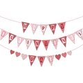 Set di striscioni Happy Valentine's Day rosso e rosa con cuori decorativi per feste - Banner con Lettere Happy Valentines Day