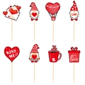 Valentinstag Zwerge Kuchendekoration Set mit Herzballon und Liebesbrief Motiven - Kleine Cupcake Topper Stil
