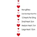 Red and pink heart garlands for Valentine's day party decor with 5cm 7cm and 10cm sizes - Matte (Non-glitter) / 12Pcs/String / Dark Red & Red & Pink