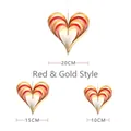 Decorazioni a cuore 3D da appendere rosso e oro, set di 3 pezzi 20cm 15cm 10cm - Stile Bicolore Rosso e Oro