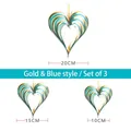 Set di 3 decorazioni a cuore 3D oro e blu da appendere per matrimoni e San Valentino - Stile Bicolore Oro e Blu