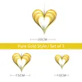 Set da 3 decorazioni a cuore 3D dorate da appendere in dimensioni 20cm, 15cm e 10cm - Stile Oro Puro