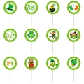 Detailed grid of 12 St. Patrick's Day cupcake toppers featuring leprechaun hats and shamrocks - St. Patrick's Day Cupcake Toppers