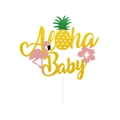 Χρυσό γκλίτερ διακοσμητικό τούρτας Aloha Baby με φλαμίνγκο και σχέδια ανανά - Aloha Baby