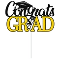 Topper per torta Congrats GRAD glitterato oro e nero per decorazione festa di laurea - Topper per Torta Grande Congrats Grad (Y-00084-6)
