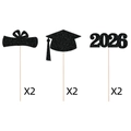Décorations de vase diplôme 2026 avec chapeau de docteur et paillettes noires chic - Style Pailleté Noir (J-0066-4) / Lot de 6