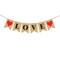 Rustic kraft paper banner with LOVE letters and red hearts for wedding party decor - LOVE Letter Swallowtail Banner