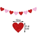 Glitter heart banner in red and pink with 12x11.4cm dimensions for Valentine decor - Heart Shape String Banner