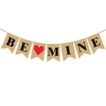 Rustic kraft paper banner with Be Mine lettering and red heart for party decor - BE MINE Letter Swallowtail Banner
