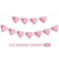 Striscione Just Married rosa a forma di diamante per eleganti decori di nozze - Banner Rosa (Y-000701)