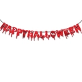 Macro detail of red bloody Happy Halloween banner with eyeballs and spiderweb motifs - Red Blood Letter Style (mys0008-1)