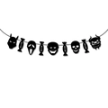 Detail of Halloween banner featuring Ghostface, skull and candy bones on black string - Black Glitter Ghost Face Style (mys0008-2)