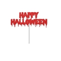 Dettaglio decorazione torta Happy Halloween glitter rossa con font effetto fuso - Topper Grande HAPPY HALLOWEEN Glitter Rosso