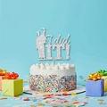 Silver glitter I did IT graduation cake topper with silhouette on a white cream cake - Silver