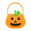 Halloween Kürbis Süßigkeiten Korb aus Filz mit grünem Blatt und Jack-o'-lantern - Kürbis