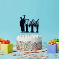 Topper per torta di laurea scintillante con scritta I did IT e sagoma di un laureato - Nero