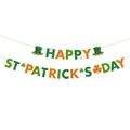 Glinsterende Happy St. Patrick's Day banner met klavertjes en oranje belettering - Letter Banner