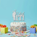 Topper per torta di laurea glitter argento con silhouette di laureato e testo I did IT - Argento