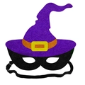 Masque de sorcière d'Halloween en feutre avec chapeau violet et cache-œil noir pour fête - Motif de Sorcière