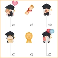 Set da 12 topper per torta con gnomi per laurea in sei disegni animati - Topper per Cupcake (Y-00084-7)