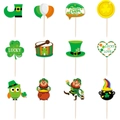 Set van 12 St. Patrick's Day cupcake toppers met klaver- en kabouterontwerpen - Taarttoppers