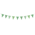 Saint Patrick's Day green and white bunting banner with plaid, wave, and polka dot patterns - Green and White Geometric Triangle Banner