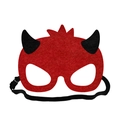 Red felt devil mask with black horns and elastic strap for Halloween costume parties - Red