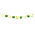 St. Patrick's Day banner with green gold coin pots and golden horseshoes glitter decor - Pot of Gold and Horseshoe Banner