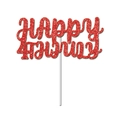 Glittery red Happy 4th July cake topper for Independence Day party decoration - Red Style 1 (Happy 4th July)