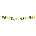 Glittery yellow green and black triangle banner with tassels for New Year party decor - Triangle Flag + Fireworks Banner