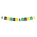 2026 Happy New Year banner decoration with black green and yellow swallowtail flags - Fishtail Happy 2026 Banner