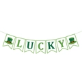 St. Patricks Day Lucky Banner mit grünem Kleeblatt und irischen Leprechaun-Hut-Mustern - LUCKY Buchstaben Banner