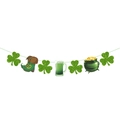 St. Patrick's Day Girlande mit grünen Glitzerkleeblättern und Glücksmünzentöpfen - Kleeblatt Bier Stiefel Banner