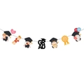 2026 graduation party gnome banner with black glitter GRAD letters and cute scholar icons - Gnome Theme Banner (Y-00084-2)