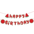 Wassermelone Happy Birthday Girlande mit roten und grünen Fruchtscheiben Partydekoration - Wassermelone Happy Birthday Banner