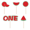 Wassermelone Thema Erster Geburtstag Kuchendekoration Set mit ONE Schriftzug und Früchten - Wassermelone Thema Kuchen Topper Set