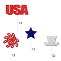 7pcs Happy Independence Day cake topper set with glitter USA letters and stars - Stars Hat Fireworks And USA Topper Set (J-0087-2)