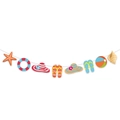 Hawaii Sommer Strandparty Banner mit Seestern, Rettungsring und Flip-Flop Symbolen - Strand Thema Requisiten (mys0229-3)