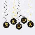 Decorazioni a spirale sospese nere e oro per la festa del 50° compleanno e anniversario - Stile 50° Traguardo