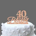 Rose gold glitter 40 YEARS Blessed cake topper for 40th anniversary party decoration - 40 Years Blessed Glitter Rose Gold