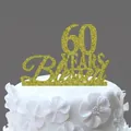 Glittery gold 60 YEARS Blessed cake topper for wedding anniversaries or birthdays - 60 Years Blessed Glitter Gold