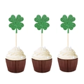Décorations de cupcake trèfle vert pailleté pour la fête de la Saint-Patrick - Style Trèfle Unique (6 Pièces)