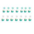 Eiskönigin Cupcake-Deko-Set mit blauen und silbernen Schneeflocken und Papierhüllen - Schneeflocken-Cupcake-Topper