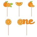 Set de adornos para pastel de cumpleaños naranja con cinco diseños de cítricos para un año - Adornos para Cupcakes de Temática Frutal (mys0251-3)
