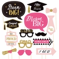 Set di accessori per foto di laurea glitterati con decorazioni nere, rosa e dorate - Set da 14 Pezzi (mys0256-4)
