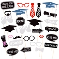 Detailed set of 20+ graduation party photo props with hats, glasses and signs - 28-Piece Set (mys0256-6)