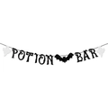 Μαύρο γκλίτερ πανό Halloween POTION BAR με νυχτερίδα και φαντάσματα για διακόσμηση - Στυλ Νυχτερίδα Φάντασμα POTION BAR