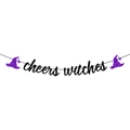 Γιρλάντα Cheers Witches με μαύρα γράμματα και μοβ καπέλα μάγισσας για διακόσμηση Halloween - Στυλ Καπέλο Μάγισσας CHEERS WITCHES