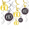 Deko-Spiralen zum 60. Geburtstag in Gold und Silber mit Happy Birthday Anhängern aus PVC - 60. Geburtstag Stil